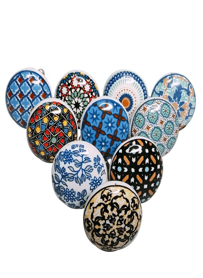 GANGKART-Ceramic Knobs World Door knobs Decorative Ceramic Pulls for Drawers Kitchen Cabinets Colorful Hardware Mandala Knobs Pack of 10 knobs - Image 2