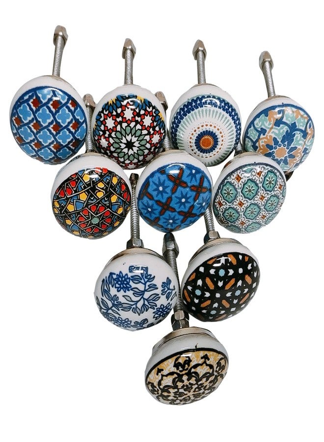 GANGKART-Ceramic Knobs World Door knobs Decorative Ceramic Pulls for Drawers Kitchen Cabinets Colorful Hardware Mandala Knobs Pack of 10 knobs - Image 3