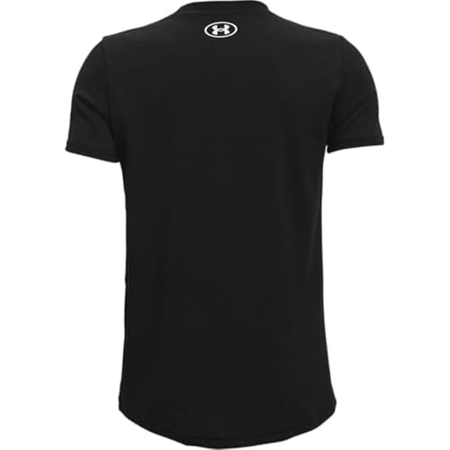 Under Armour Boys' Sportstyle Logo Short-Sleeve T-Shirt , Black (001)/White , Youth Small - Image 4