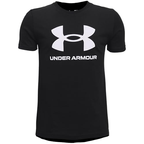 Under Armour Boys' Sportstyle Logo Short-Sleeve T-Shirt , Black (001)/White , Youth Small - Image 1
