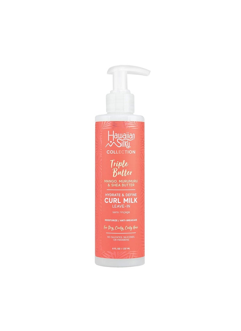 Hawaiian Silky Hawaiian Silky Mango and Murumuru Butter LeaveIn Curl Milk 8 fl oz with Shea Butter for Moisture  AntiBreakage  No Sulfate Silicones or Parabens Triple Butter Collection 