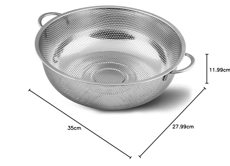 BlissCart Stainless Steel MicroPerforated Colander Kitchen Strainer Sieve with Handle Bowl Pasta Rice Fruit Noodles Vegetable wash Drainer Veggie Washing Bowl Colander - Image 4