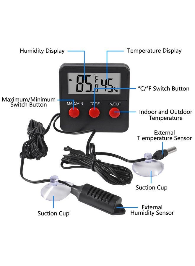 SHUTAO Digital Thermometer and Humidity Thermometers Indoor and Outdoor Digital Temperature and Hygrometer Gauge with Probe for Reptile Terrarium Thermometer Pet Keeping - Image 2