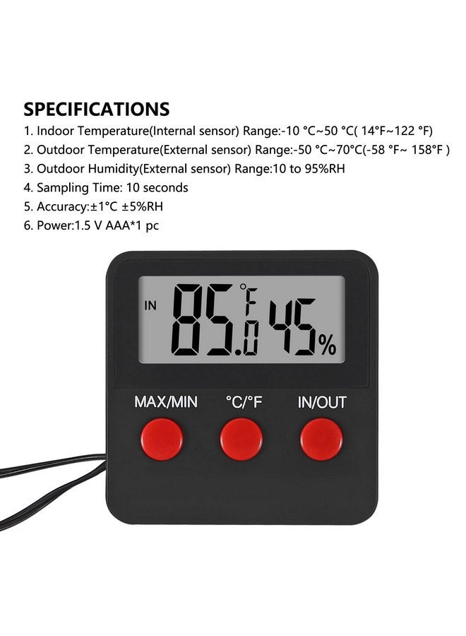 SHUTAO Digital Thermometer and Humidity Thermometers Indoor and Outdoor Digital Temperature and Hygrometer Gauge with Probe for Reptile Terrarium Thermometer Pet Keeping - Image 4