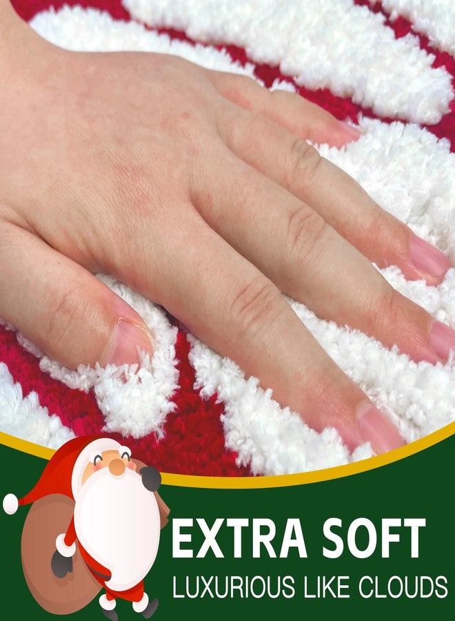 Planially Christmas Decor Bathroom Rugs Red White Snow Bath Mats Non-Slip Bath Rug Absorbent Washable Shower Rug for Bathtub，Indoor, Kitchen, Toilet Decorations 20"x 32" - Image 4