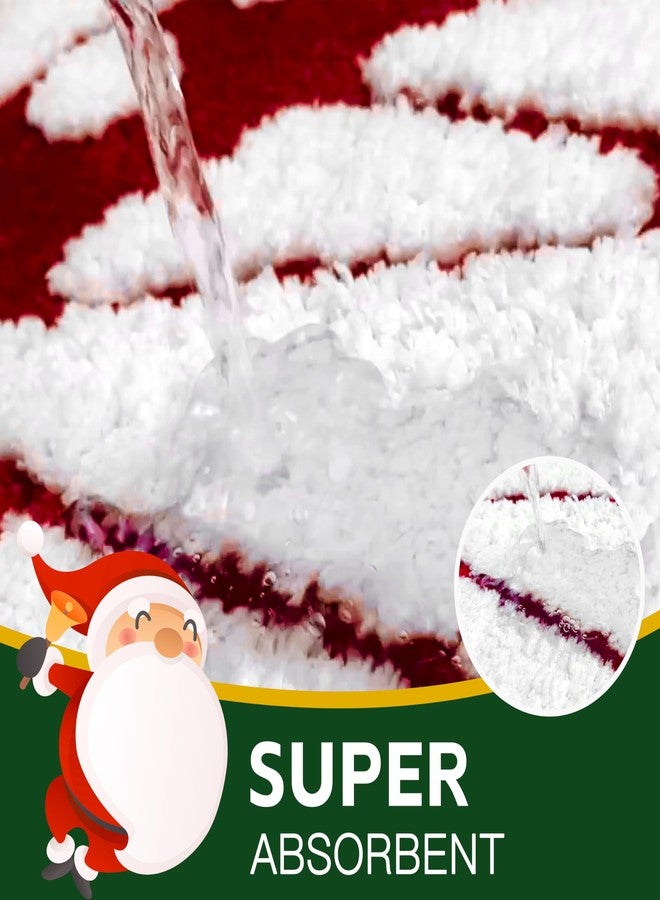 Planially Christmas Decor Bathroom Rugs Red White Snow Bath Mats Non-Slip Bath Rug Absorbent Washable Shower Rug for Bathtub，Indoor, Kitchen, Toilet Decorations 20"x 32" - Image 3