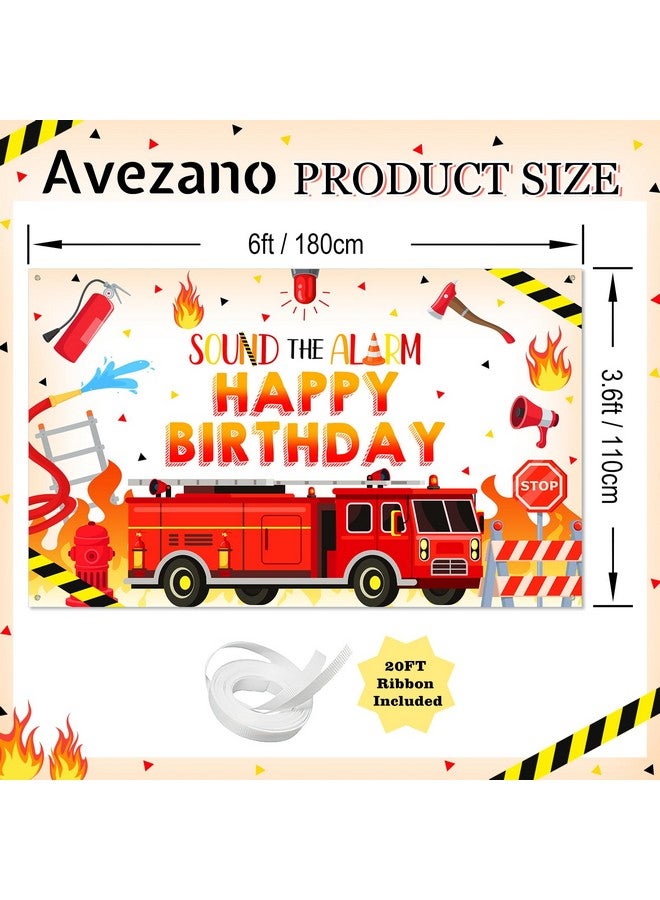 Avezano لافتة عيد ميلاد شاحنة الإطفاء أفيزانو 6x3.6 قدم زينة عيد ميلاد بموضوع شاحنة الإطفاء للأطفال، ديكور طاولة كعكة وصورة عيد الميلاد - Image 5