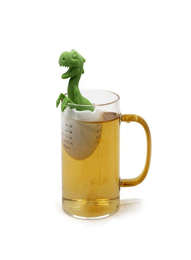 Fdit Tea straine, Silicone Dinosaur Shaped Tea Filter Tea Strainer Tea Infuser Reusable Tea Bag Strainer (Green) - Image 1