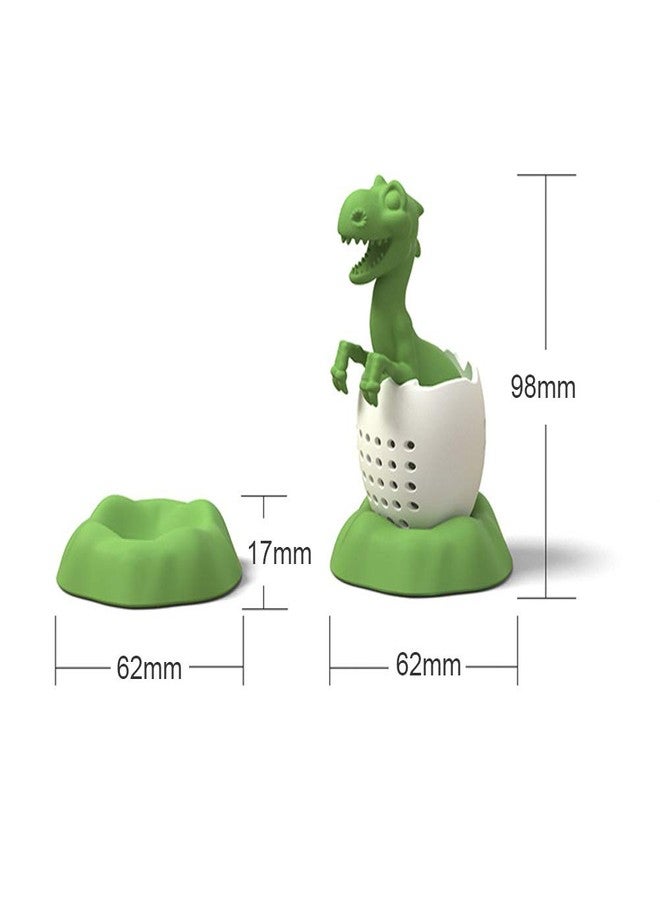 Fdit Tea straine, Silicone Dinosaur Shaped Tea Filter Tea Strainer Tea Infuser Reusable Tea Bag Strainer (Green) - Image 2