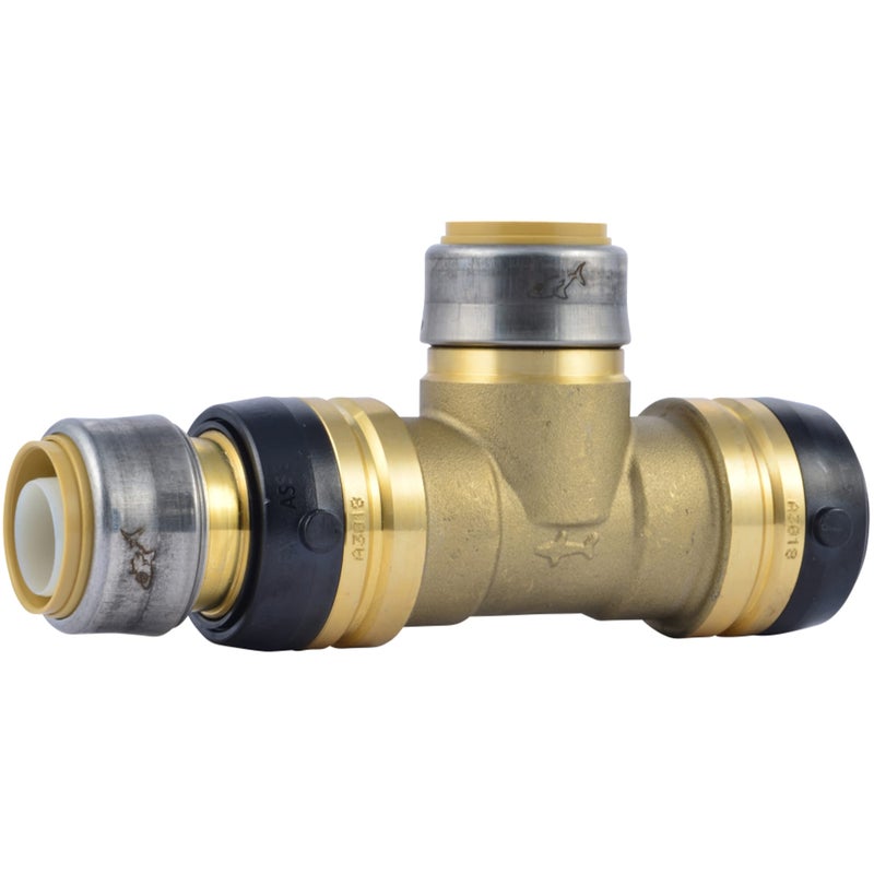 SharkBite 114 Inch x 1 Inch x 1 Inch Reducing Tee Push To Connect Brass Plumbing Fitting PEX Pipe Copper CPVC PERT HDPE UXL08352828