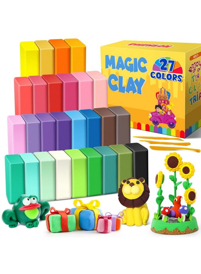 ESSENSON Air Dry Clay 27 Colors Modeling Clay For Kids Diy Molding Magic Clay For With Tools Soft & Ultra Light Toys Gifts For Age 3 4 5 6 7 8+ Years Old Boys Girls Kids - Image 1