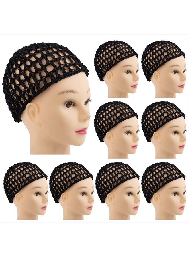 Framendino , 9 Pack Mesh Hair Net Cap Black Crochet Hair Net Thick Short Hair Women Hairnet for Night Sleeping Hair Accessories  - Image 1