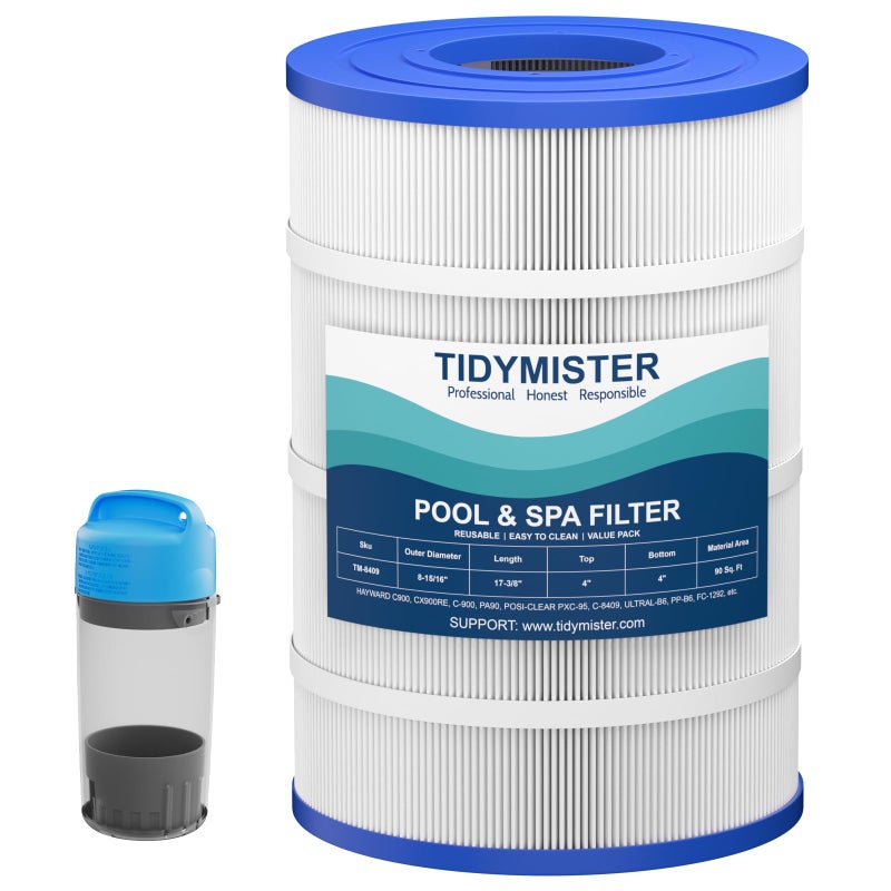 TidyMister  cartridge فلتر مسبح TidyMister المتقدم TM-8409 PA90 بديل متوافق مع Hayward C900، CX900RE، C-900، Posi-Clear PXC-95، C-8409، Ultral-B6، PP-B6، FC-1292، 90 قدم مربع، 1 عبوة - Image 1