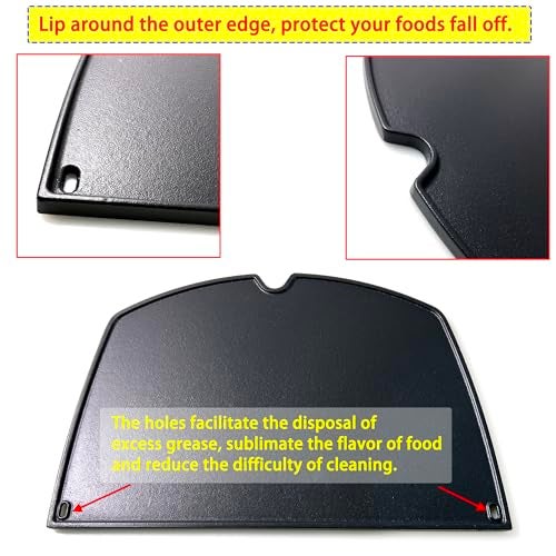 Direct Store DC138 6506 Cast Iron Griddle for Weber Q300 Q320 Q3000 Q3100 Q3200 Series Gas Grills Part, Replacement Part for Weber 57060001 586002 426001 56010049 404341, 1 Piece Black Griddle - Image 3