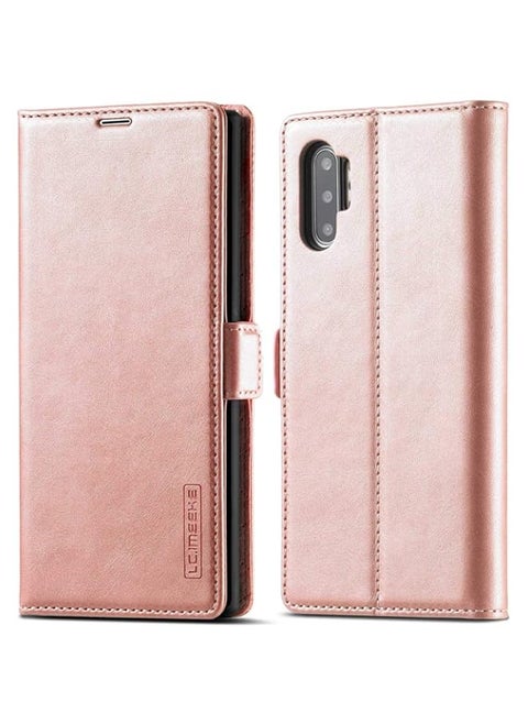 BGM Leather Case for Samsung Galaxy Note 10 Plus, Premium Wallet Case with Kickstand and Credit Slots Folio Flip Cover for Samsung Galaxy Note 10 Plus(Samsung Note 10 Plus, Rose Gold)