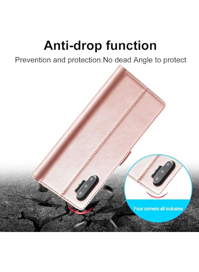 BGM - BGM Leather Case for Samsung Galaxy Note 10 Plus, Premium Wallet Case with Kickstand and Credit Slots Folio Flip Cover for Samsung Galaxy Note 10 Plus(Samsung Note 10 Plus, Rose Gold) - Image 1