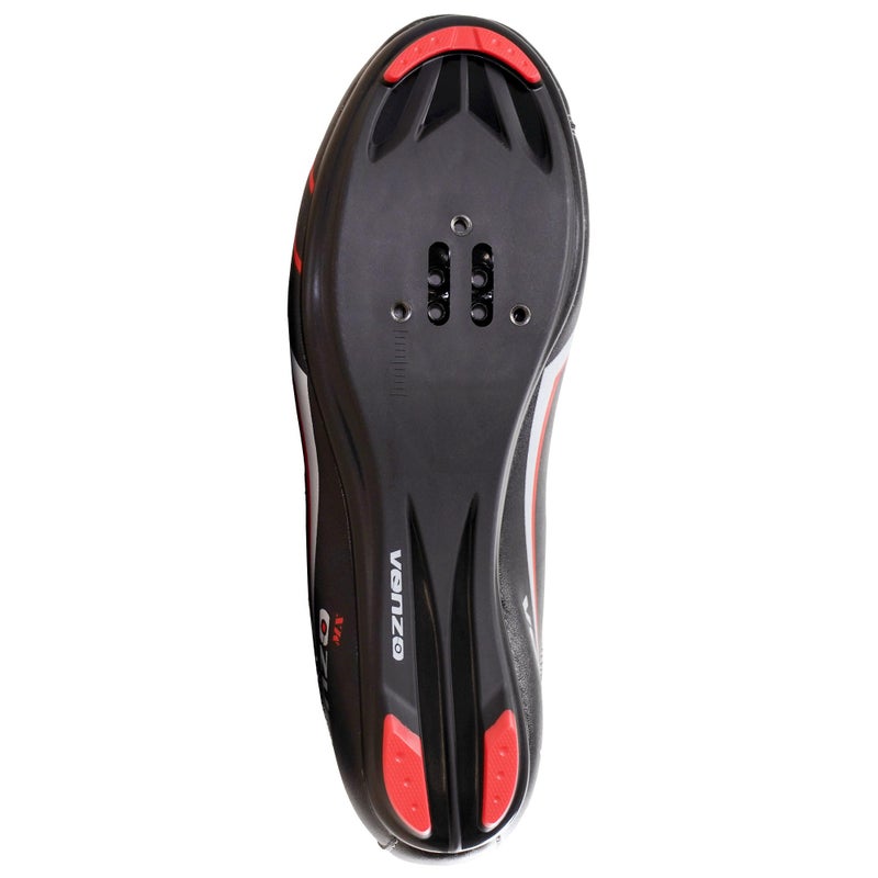 Venzo Bicycle Men's Road Cycling Riding Shoes - 3 Straps - Compatible with Look Delta & for Shimano SPD-SL - Perfect for Road Racing Bikes - Black - 8 US Men - Image 2
