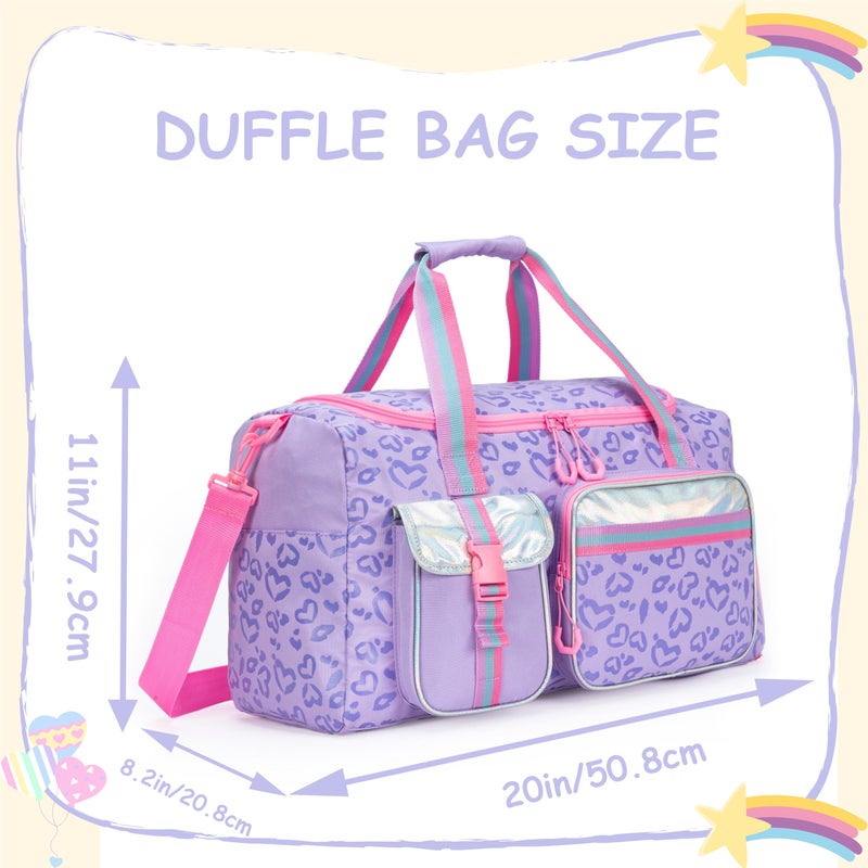 Oruiji Kids Duffle Bag Girls Women Travel Bag Gifts Overnight Bag for Girls Women Tote Sleepover Bags for Girl Gym Dance Bags with Shoes Compartment - Image 2