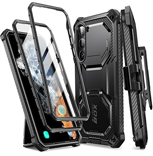 I-blason iBlason Armorbox for Samsung Galaxy S23 Case with Stand BeltClip Builtin Screen Protector 2 Front Frames MilitaryGrade Protection FullBody Rugged Bumper Case with Kickstand Black - Image 1