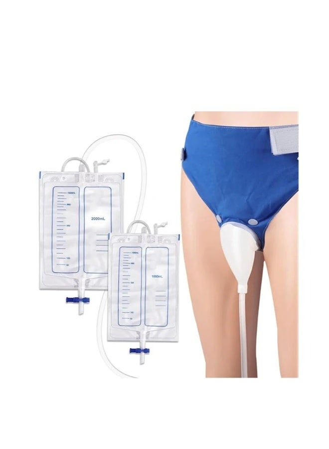 Urine Collection Bag for Bedridden with 2 Urine Bags Reusable Silicone Urinal Urinary Drainage Bag System Wearable Urine Bag Portable Wearable Collection - Image 1