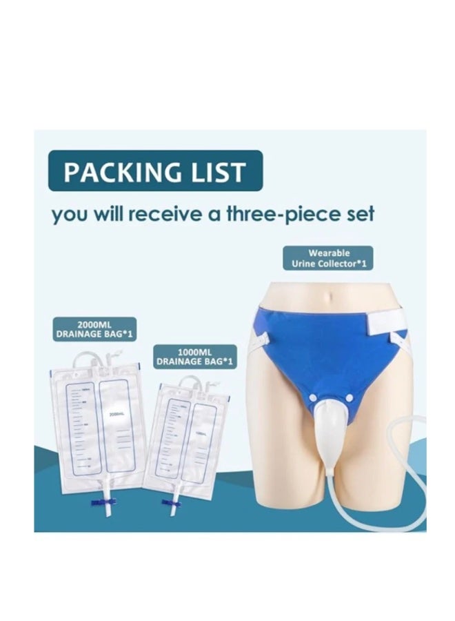 Urine Collection Bag for Bedridden with 2 Urine Bags Reusable Silicone Urinal Urinary Drainage Bag System Wearable Urine Bag Portable Wearable Collection - Image 2