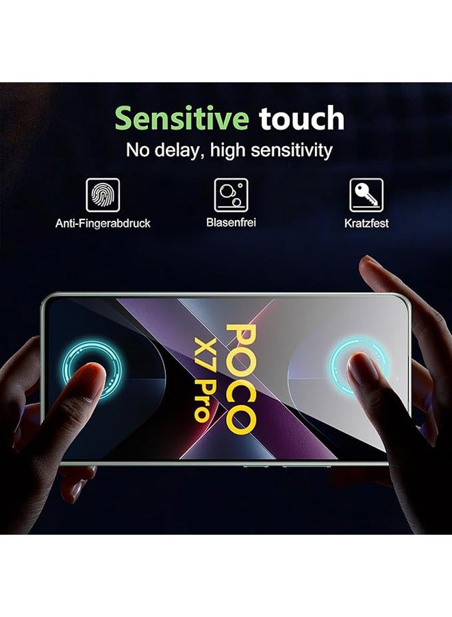 2 Pcs Xiaomi Poco X7 Pro 5G Screen Protector, With 2 Pcs Camera Protective Film, 9H Tempered Glass Screen Protector for Xiaomi Poco X7 Pro 5G, Full Coverage Bubble-Free Tempered Film, Anti-Scratch Film - Image 3