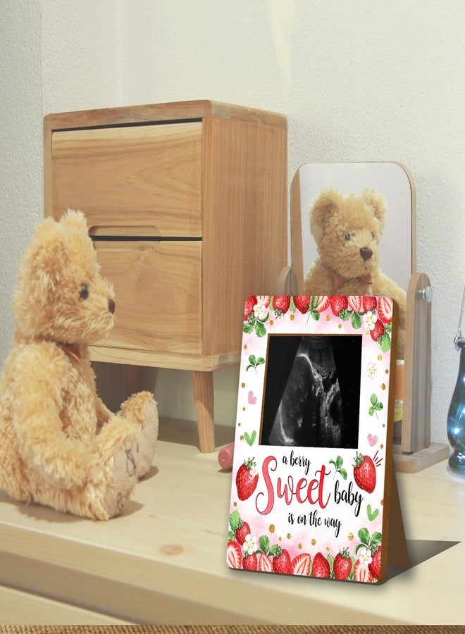 ALodr Strawberry Baby Shower Decorations, Baby Shower Sign Picture Frame, Berry Sweet Party Decor for Gender Reveal, Pregnancy Milestone Keepsake, Pregnancy Announcement Sonogram Photo Frames - Image 3