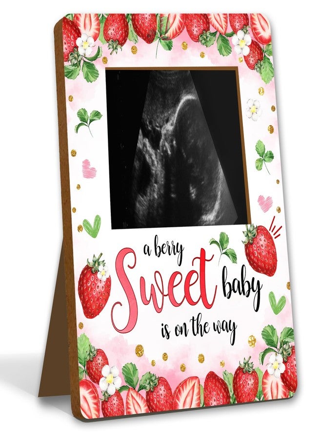 ALodr Strawberry Baby Shower Decorations, Baby Shower Sign Picture Frame, Berry Sweet Party Decor for Gender Reveal, Pregnancy Milestone Keepsake, Pregnancy Announcement Sonogram Photo Frames - Image 1