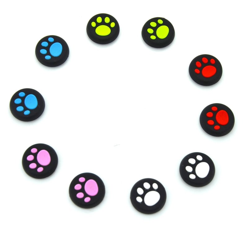 yueton 5 Pairs Replacement Cat Pad Style Silicone Analog Controller Joystick Thumb Stick Grip Cap Cover for Sony Playstation 4 Controller - Image 1