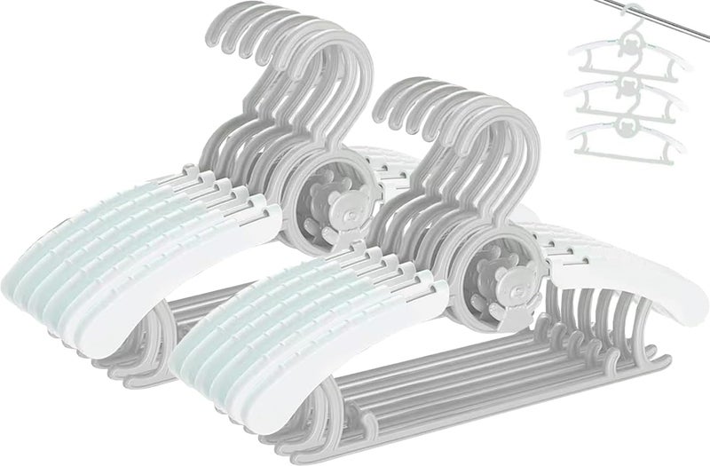 Voroly Baby Closet Hangers Ultra-Thin Non-Slip and Extendable Laundry Infant Pant Hanger for Newborn Clothes for Gift Adjustable Children Coat Hanger for Girl Boy Toddler Kids Child (12, Grey) - Image 1