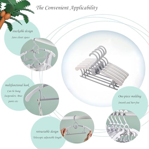 Voroly Baby Closet Hangers Ultra-Thin Non-Slip and Extendable Laundry Infant Pant Hanger for Newborn Clothes for Gift Adjustable Children Coat Hanger for Girl Boy Toddler Kids Child (12, Grey) - Image 3
