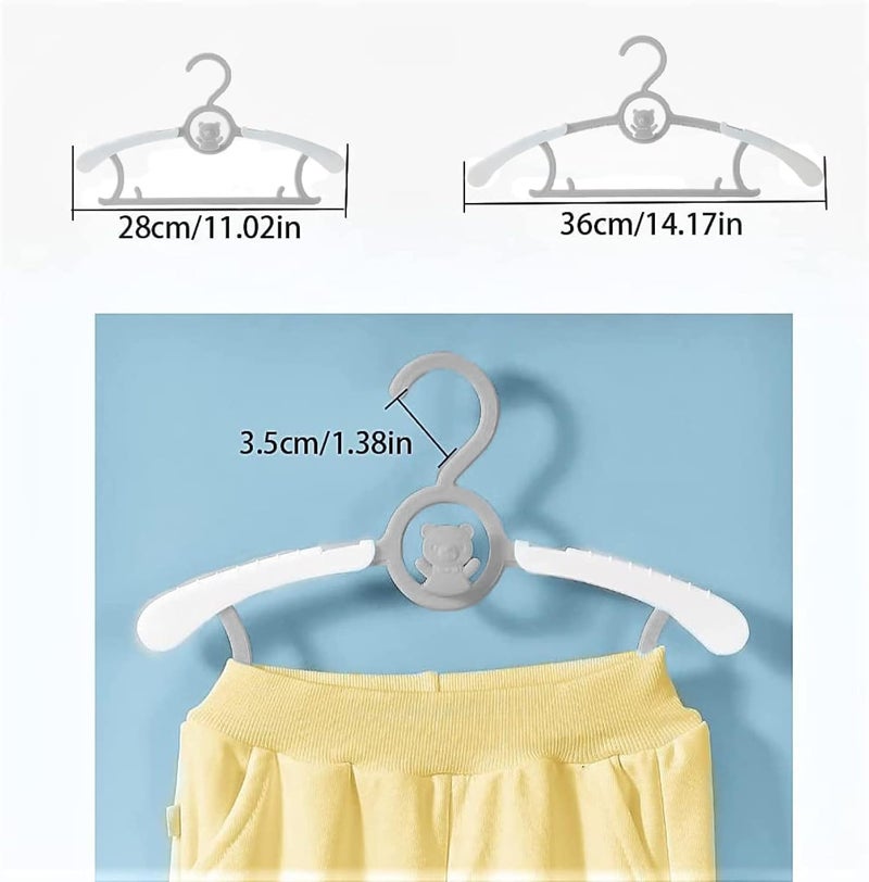Voroly Baby Closet Hangers Ultra-Thin Non-Slip and Extendable Laundry Infant Pant Hanger for Newborn Clothes for Gift Adjustable Children Coat Hanger for Girl Boy Toddler Kids Child (12, Grey) - Image 2