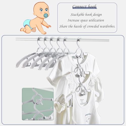 Voroly Baby Closet Hangers Ultra-Thin Non-Slip and Extendable Laundry Infant Pant Hanger for Newborn Clothes for Gift Adjustable Children Coat Hanger for Girl Boy Toddler Kids Child (12, Grey) - Image 4