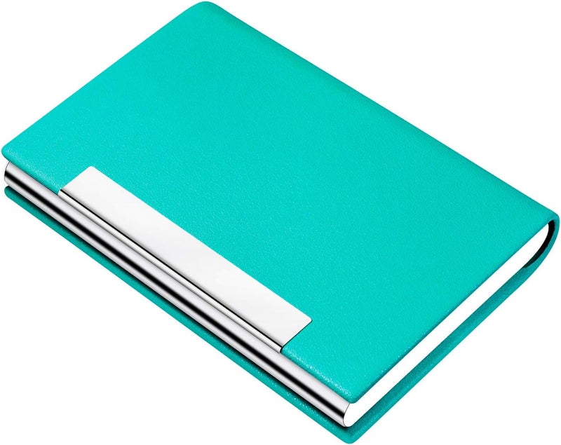 Padike Business Card Holder, Business Card Case Professional PU Leather & Stainless Steel Multi Card Case,Business Card Holder Wallet Credit Card ID Case/Holder for Men & Women. (U-Light Green) - Image 1