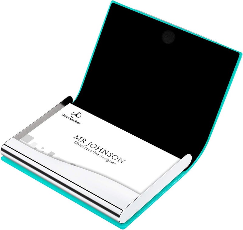 Padike Business Card Holder, Business Card Case Professional PU Leather & Stainless Steel Multi Card Case,Business Card Holder Wallet Credit Card ID Case/Holder for Men & Women. (U-Light Green) - Image 5