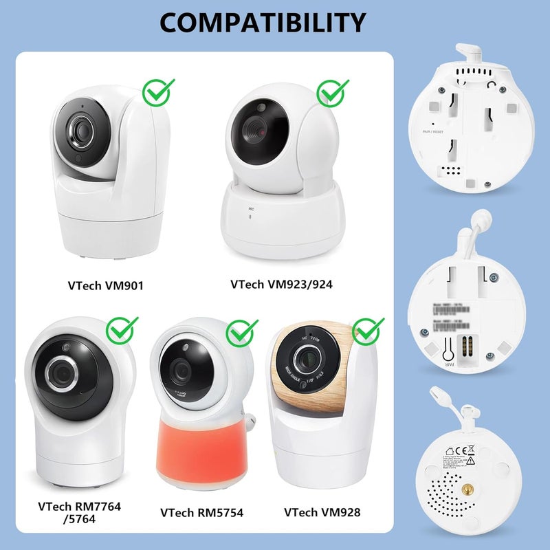 wochel Adjustable Baby Monitor Wall Mount for VTech VM901VM924VM923VM928 FullRange View and Easy Installation Without Drilling - Image 2