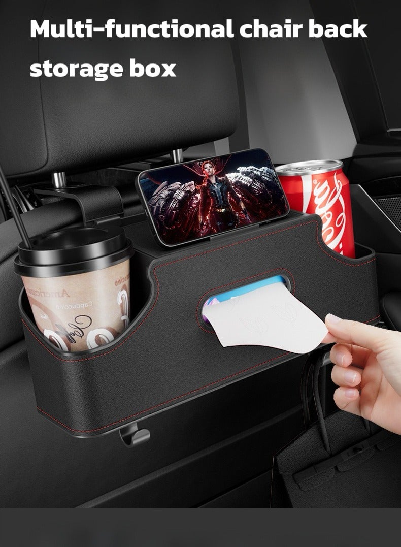 Multi-Function Car Seat Back Organizer - with Tissue Dispenser, Drink Holder, Phone Stand & Hooks, Perfect for Car Storage Solutions - Image 2