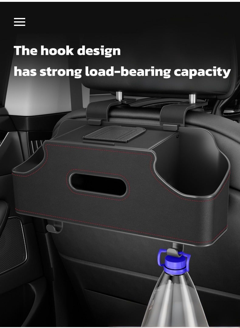 Multi-Function Car Seat Back Organizer - with Tissue Dispenser, Drink Holder, Phone Stand & Hooks, Perfect for Car Storage Solutions - Image 4