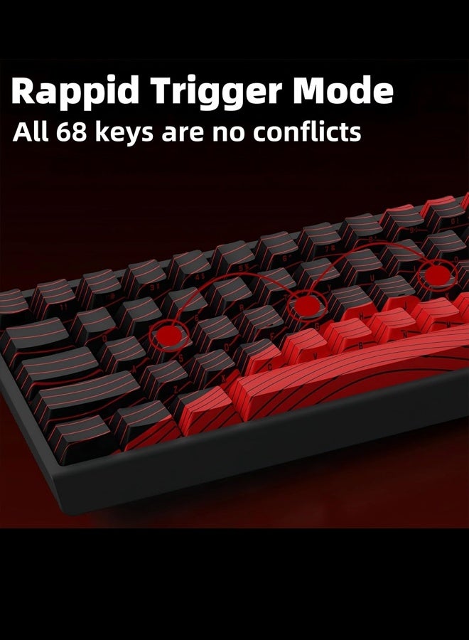 MAD 68 R Keyboard Gaming Magnetic Switch RGB 8Khz Hot Swap Hall Effect Quick Trigger Adjustable Actuation Ultra Fast 65% RT Mechanical Gaming Keyboard with Side Printed Keycaps Customisation Software PC Gamer Accessory Gift (Black Red)