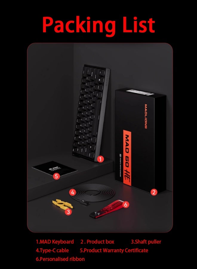 MAD 68 R Keyboard Gaming Magnetic Switch RGB 8Khz Hot Swap Hall Effect Quick Trigger Adjustable Actuation Ultra Fast 65% RT Mechanical Gaming Keyboard with Side Printed Keycaps Customisation Software PC Gamer Accessory Gift (Black Red)
