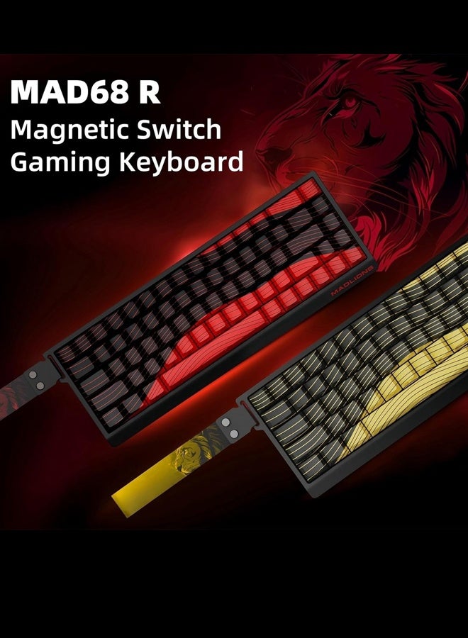 MAD 68 R Keyboard Gaming Magnetic Switch RGB 8Khz Hot Swap Hall Effect Quick Trigger Adjustable Actuation Ultra Fast 65% RT Mechanical Gaming Keyboard with Side Printed Keycaps Customisation Software PC Gamer Accessory Gift (Black Red)