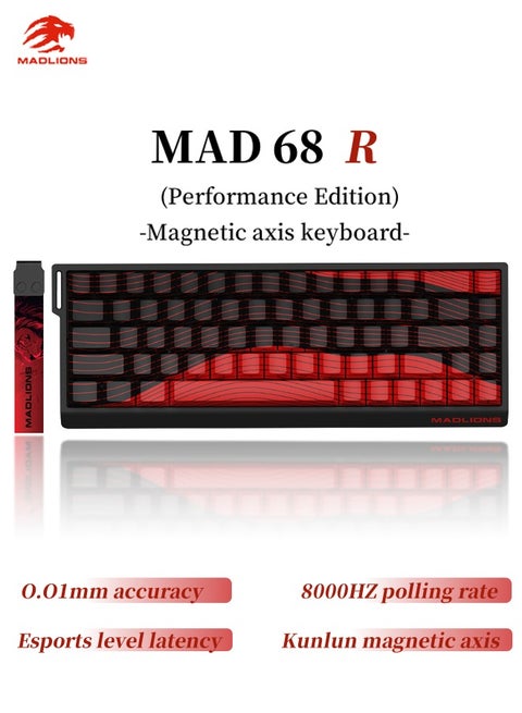 MAD 68 R Keyboard Gaming Magnetic Switch RGB 8Khz Hot Swap Hall Effect Quick Trigger Adjustable Actuation Ultra Fast 65% RT Mechanical Gaming Keyboard with Side Printed Keycaps Customisation Software PC Gamer Accessory Gift (Black Red)