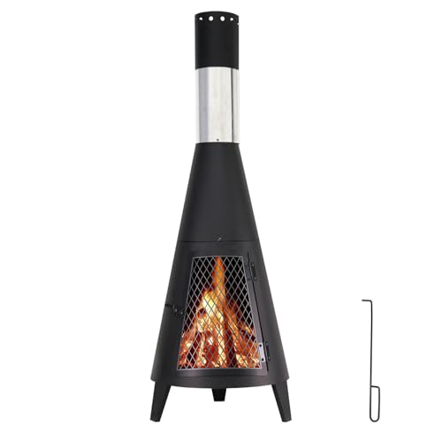 ptlsy 43inch Tall Chiminea Outdoor Fireplace Wood Burning for Backyard and Patio Wood Burning Rocket Fire Pit - Image 1