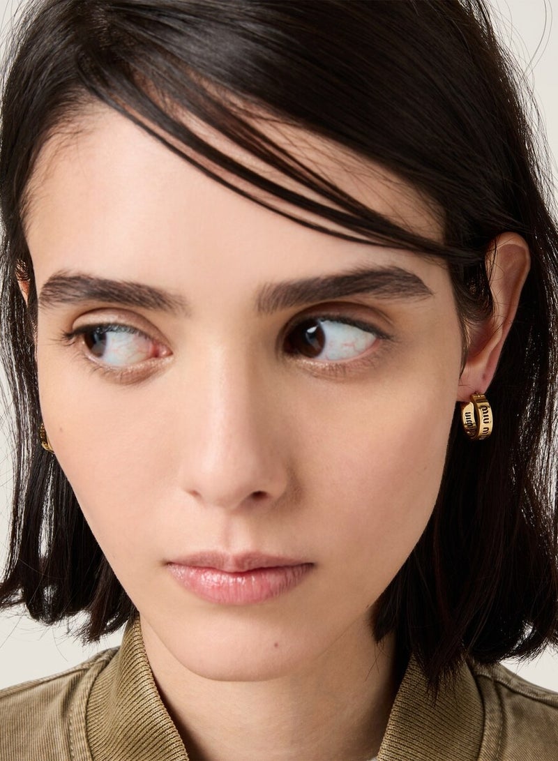 مياو مياو Small hoop earrings with logo - Image 4