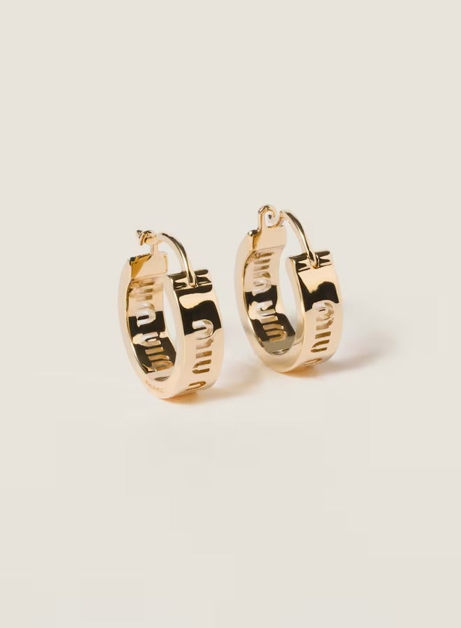 مياو مياو Small hoop earrings with logo - Image 1