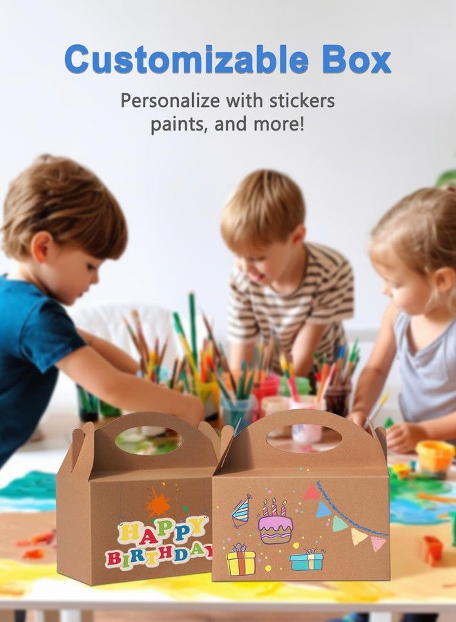 Shallive 12 Pcs Small Party Treat Boxes, 6 Inch Candy Cookie Goodie Gift Bags Gable Box for Kids Birthday Party, Kraft Brown - Image 4
