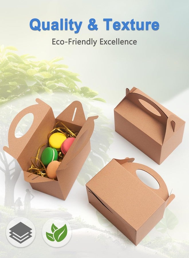 Shallive 12 Pcs Small Party Treat Boxes, 6 Inch Candy Cookie Goodie Gift Bags Gable Box for Kids Birthday Party, Kraft Brown - Image 5