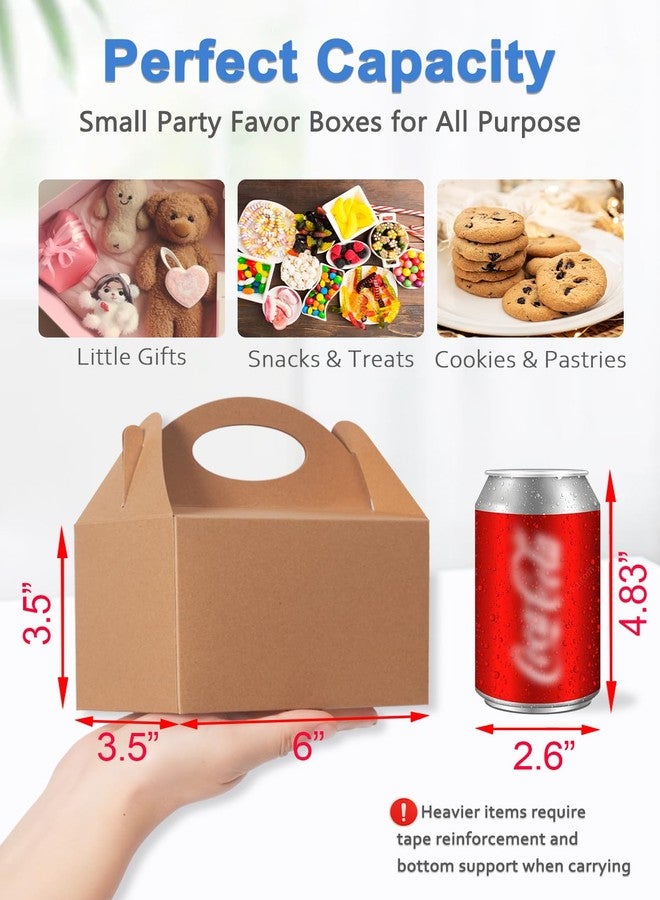 Shallive 12 Pcs Small Party Treat Boxes, 6 Inch Candy Cookie Goodie Gift Bags Gable Box for Kids Birthday Party, Kraft Brown - Image 3