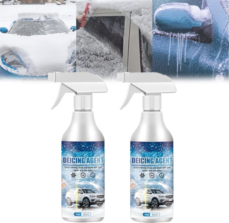 klarako De Icer for Car Windshield, 60ml Deicer Spray for Car Windshield, Windshield Deicer Melting Spray for Car, De-Icer for Car Windshield (2pcs) - Image 1