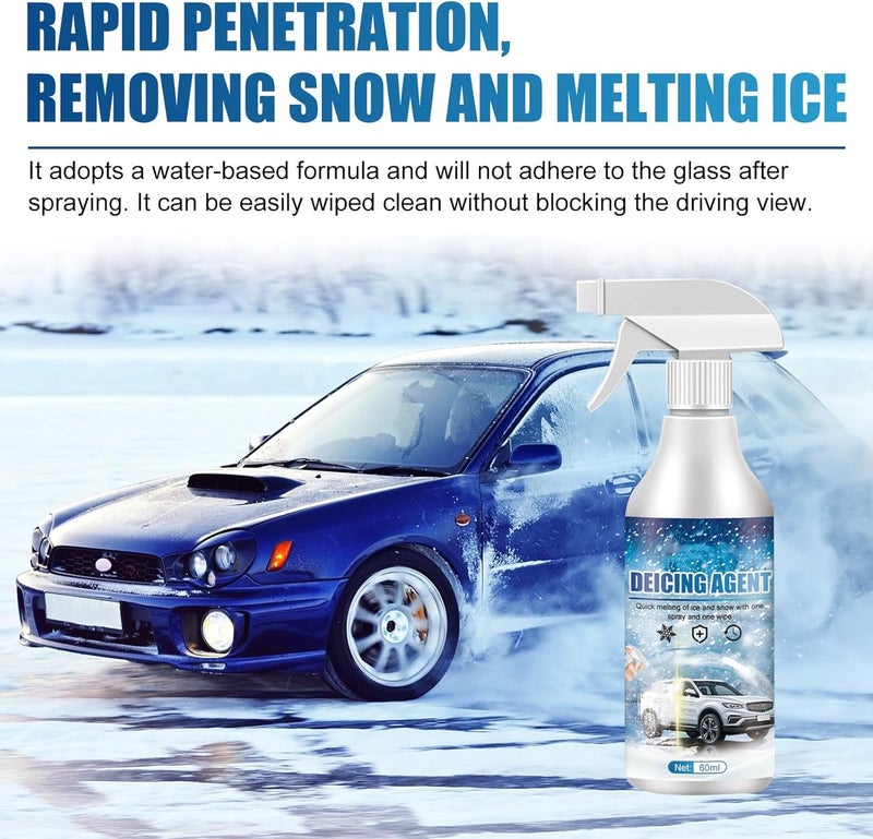 klarako De Icer for Car Windshield, 60ml Deicer Spray for Car Windshield, Windshield Deicer Melting Spray for Car, De-Icer for Car Windshield (2pcs) - Image 3